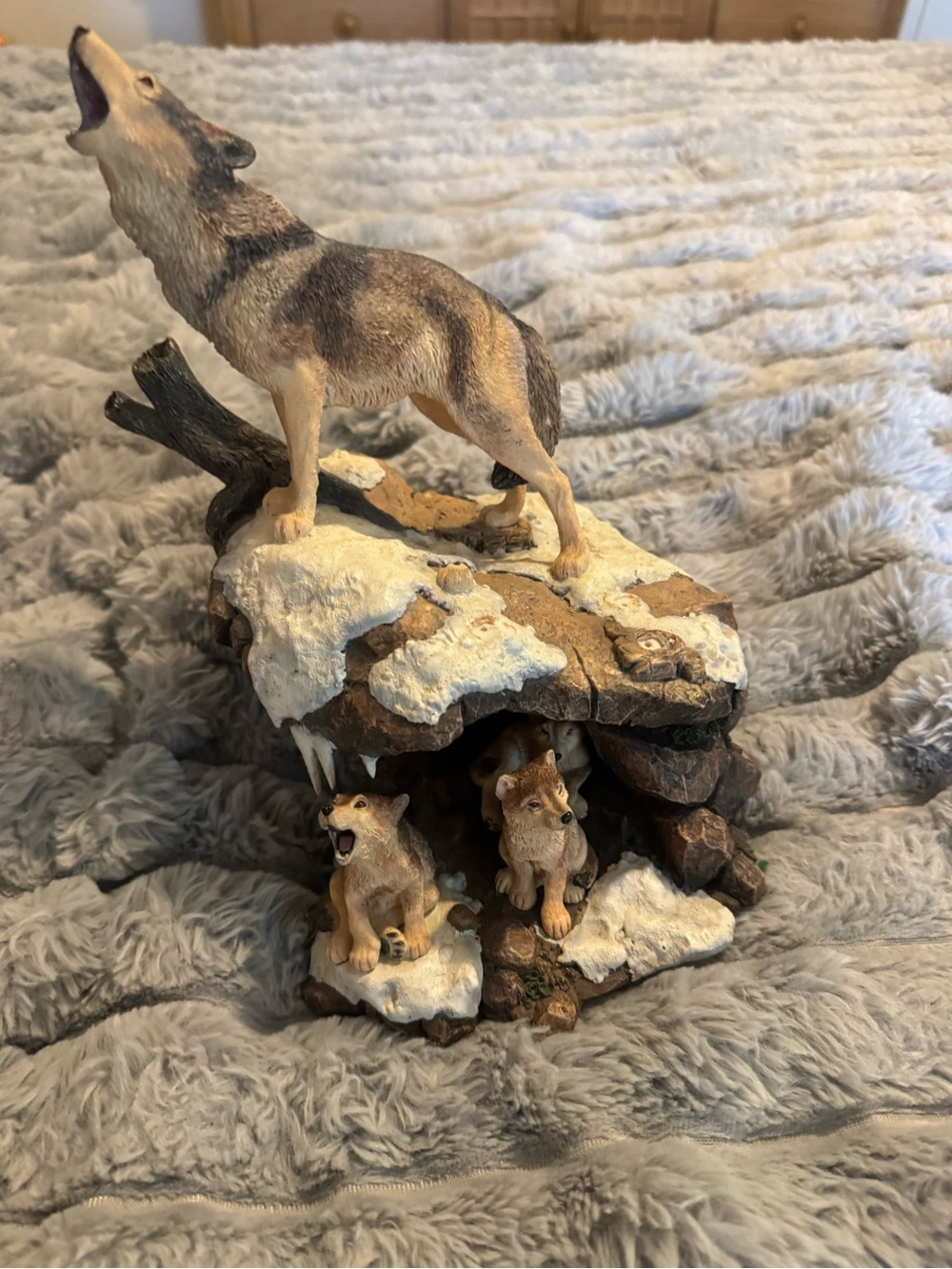 Howling Wolf Family Figurine with Snowy Rock- Wilderness Call by, Nick Bibby